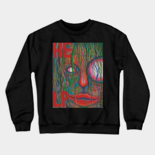 Help Abstract woman creature portrait Crewneck Sweatshirt